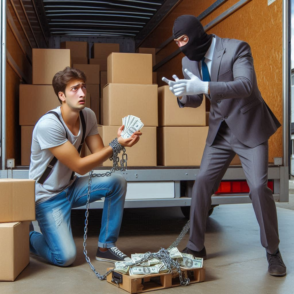 a customer being asked for more money by a moving company while their inventory is chained